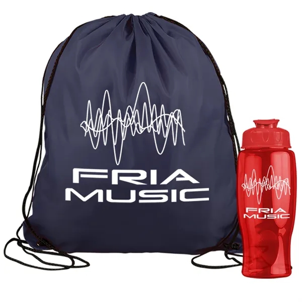 Drawstring backpack in a bottle combo kit.... from ASI 40480 Koozie Group
