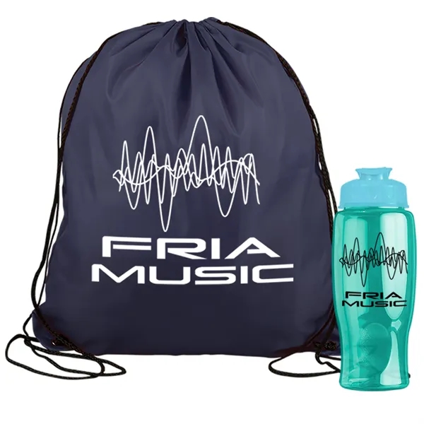 Drawstring backpack in a bottle combo kit.... from ASI 40480 Koozie Group