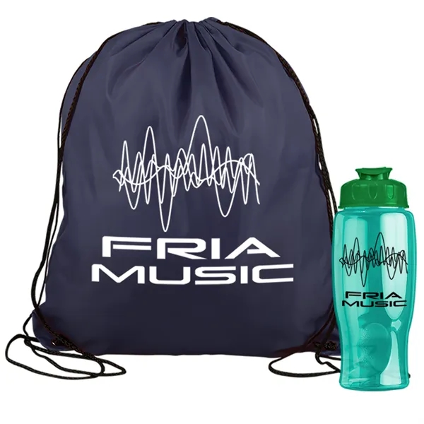 Drawstring backpack in a bottle combo kit.... from ASI 40480 Koozie Group