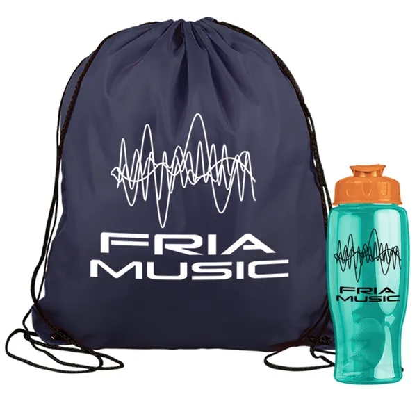 Drawstring backpack in a bottle combo kit.... from ASI 40480 Koozie Group