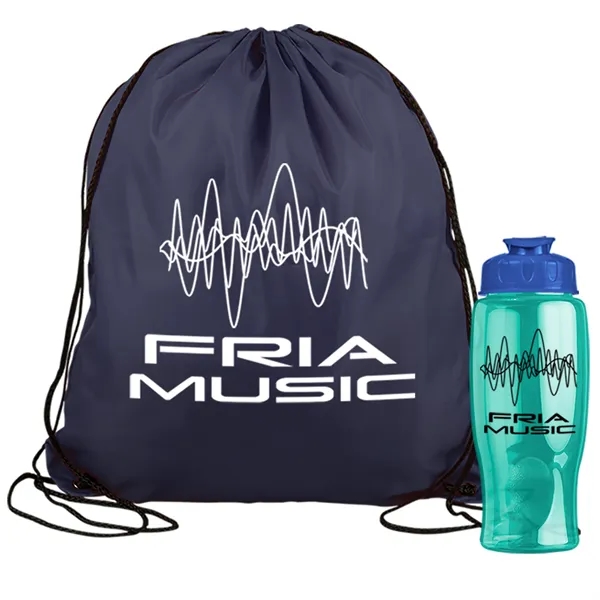 Drawstring backpack in a bottle combo kit.... from ASI 40480 Koozie Group