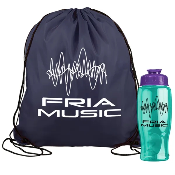 Drawstring backpack in a bottle combo kit.... from ASI 40480 Koozie Group