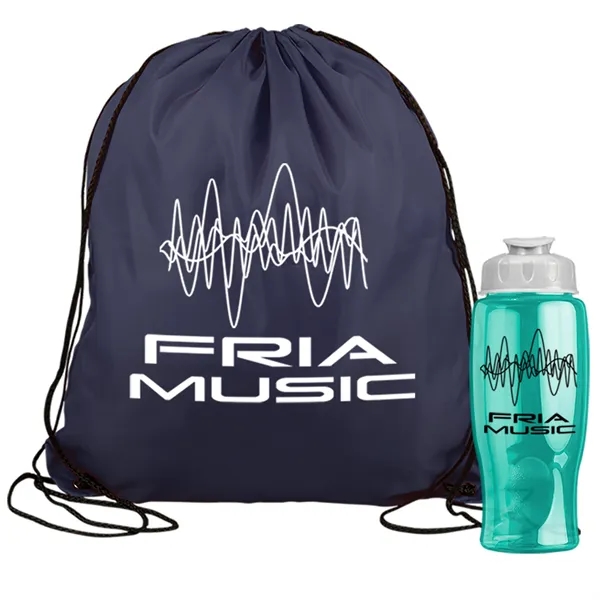 Drawstring backpack in a bottle combo kit.... from ASI 40480 Koozie Group