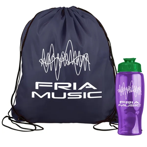 Drawstring backpack in a bottle combo kit.... from ASI 40480 Koozie Group