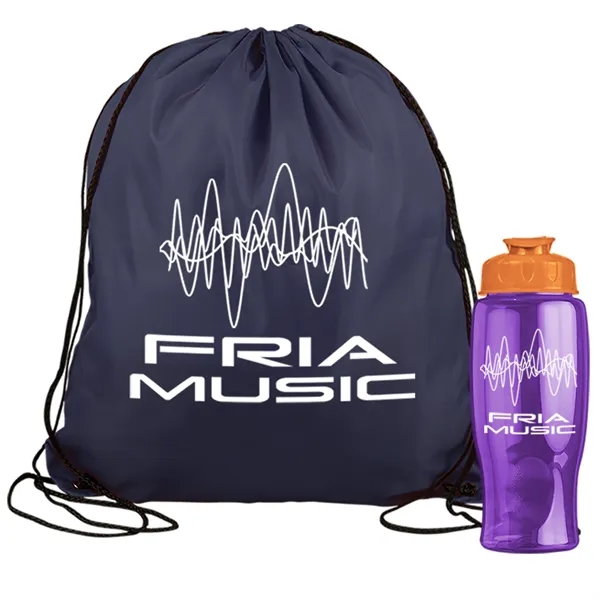 Drawstring backpack in a bottle combo kit.... from ASI 40480 Koozie Group