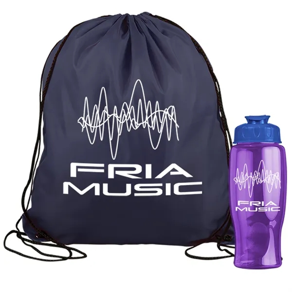 Drawstring backpack in a bottle combo kit.... from ASI 40480 Koozie Group