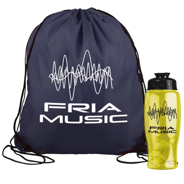 Drawstring backpack in a bottle combo kit.... from ASI 40480 Koozie Group