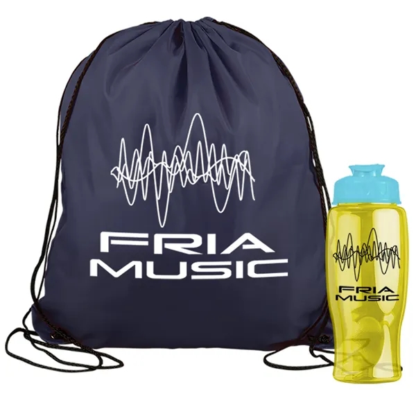 Drawstring backpack in a bottle combo kit.... from ASI 40480 Koozie Group