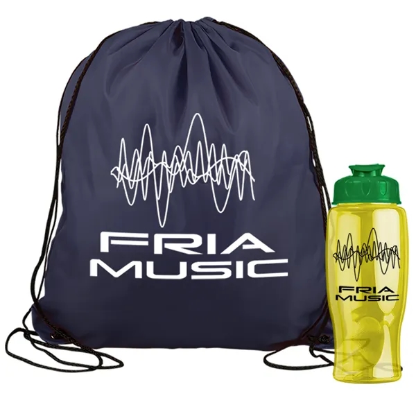 Drawstring backpack in a bottle combo kit.... from ASI 40480 Koozie Group