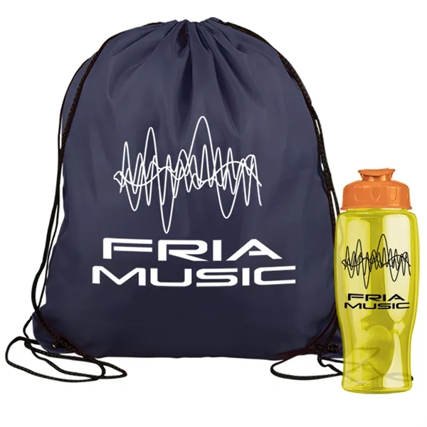 Drawstring backpack in a bottle combo kit.... from ASI 40480 Koozie Group