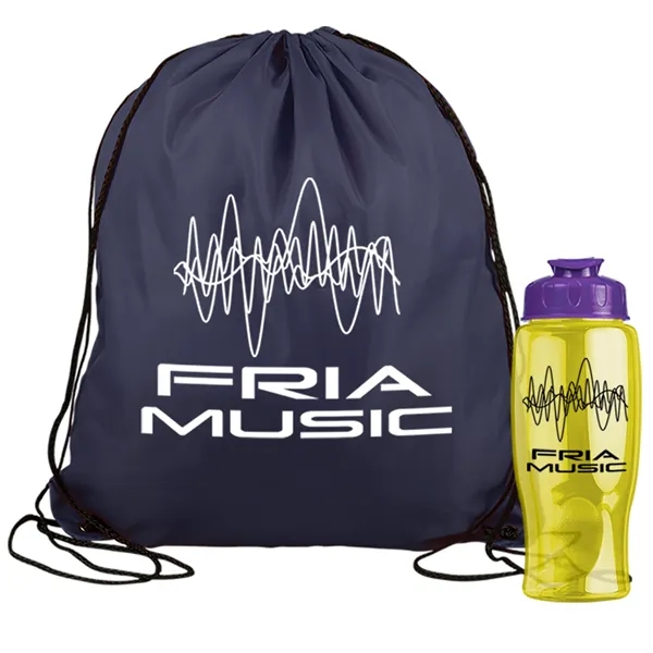 Drawstring backpack in a bottle combo kit.... from ASI 40480 Koozie Group