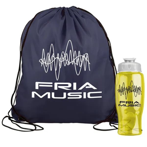 Drawstring backpack in a bottle combo kit.... from ASI 40480 Koozie Group