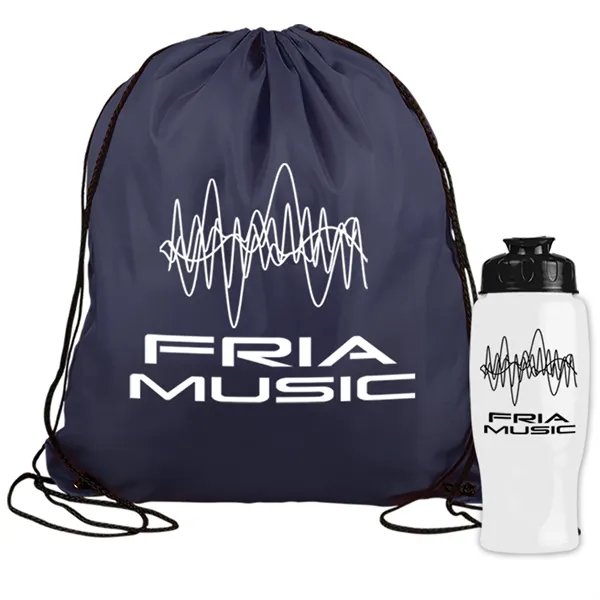 Drawstring backpack in a bottle combo kit.... from ASI 40480 Koozie Group