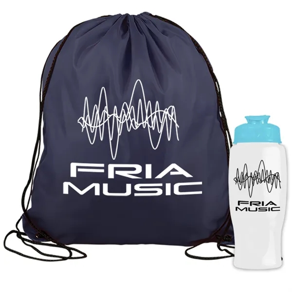Drawstring backpack in a bottle combo kit.... from ASI 40480 Koozie Group