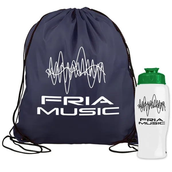 Drawstring backpack in a bottle combo kit.... from ASI 40480 Koozie Group