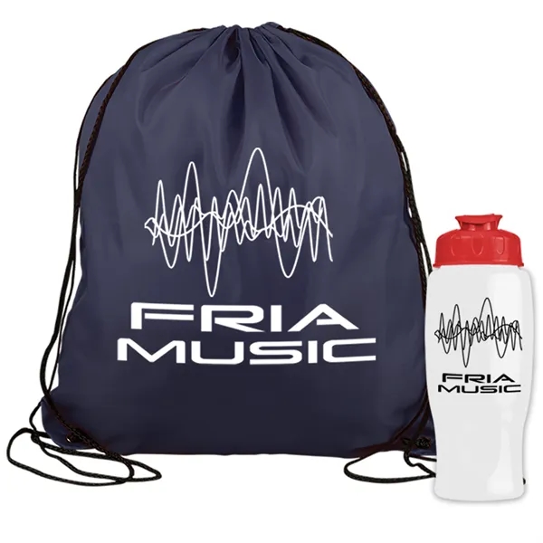 Drawstring backpack in a bottle combo kit.... from ASI 40480 Koozie Group