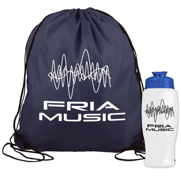 Drawstring backpack in a bottle combo kit.... from ASI 40480 Koozie Group