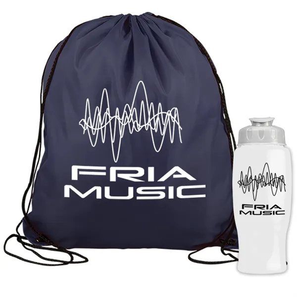 Drawstring backpack in a bottle combo kit.... from ASI 40480 Koozie Group
