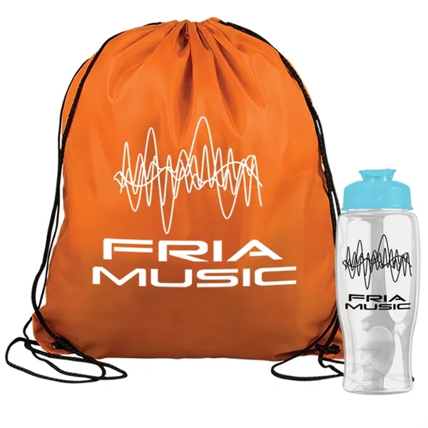 Drawstring backpack in a bottle combo kit.... from ASI 40480 Koozie Group