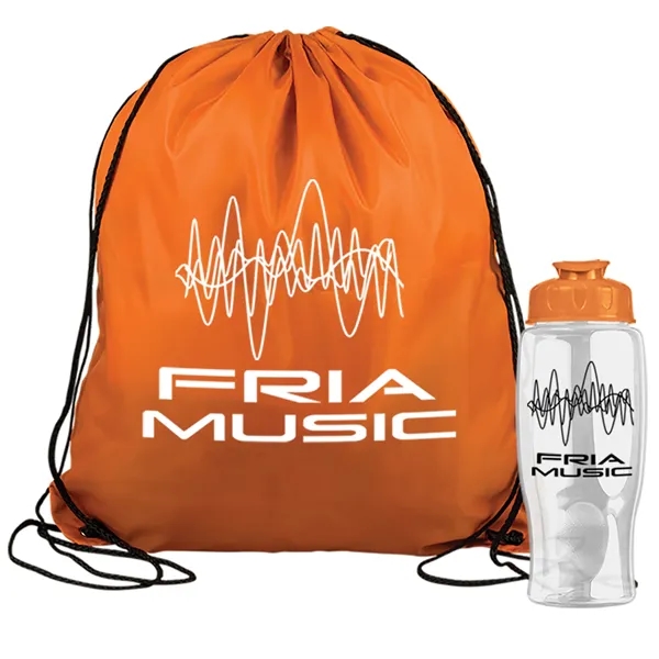 Drawstring backpack in a bottle combo kit.... from ASI 40480 Koozie Group