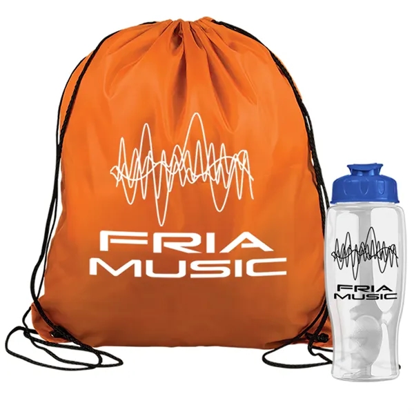 Drawstring backpack in a bottle combo kit.... from ASI 40480 Koozie Group