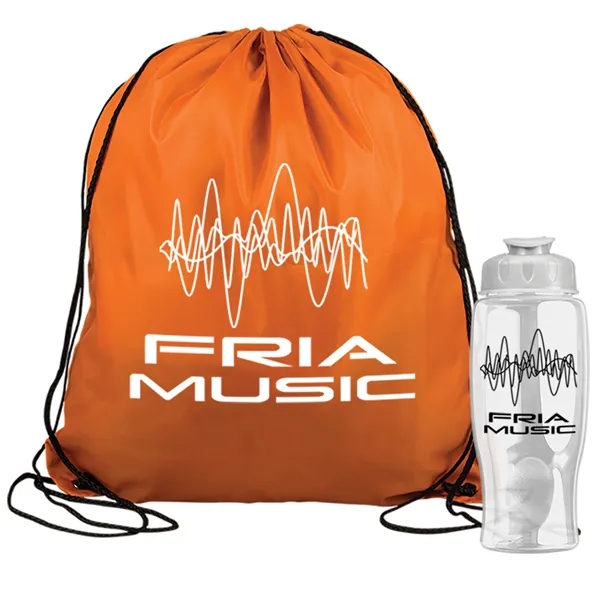 Drawstring backpack in a bottle combo kit.... from ASI 40480 Koozie Group