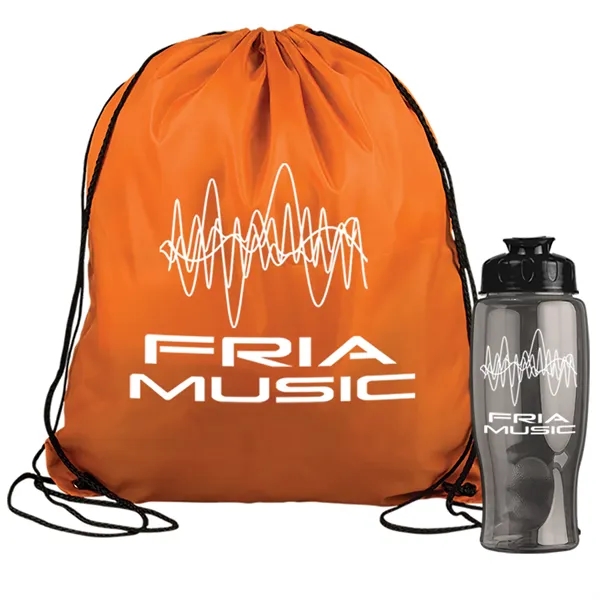 Drawstring backpack in a bottle combo kit.... from ASI 40480 Koozie Group