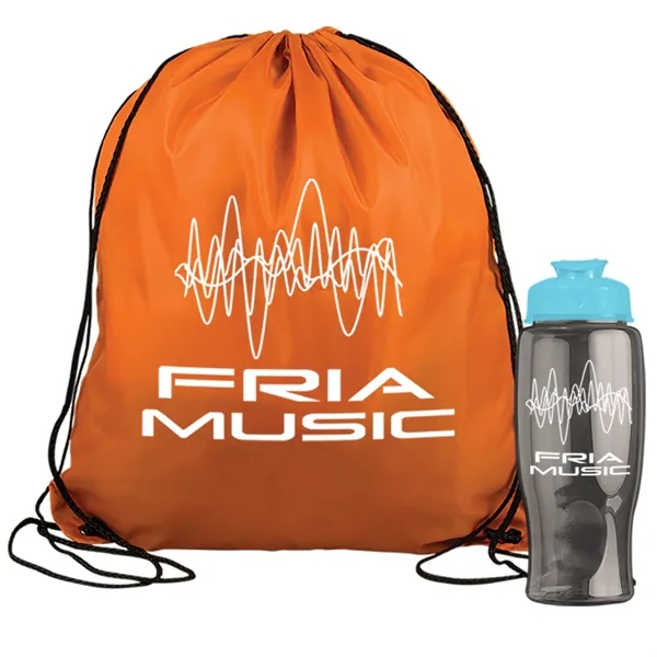 Drawstring backpack in a bottle combo kit.... from ASI 40480 Koozie Group