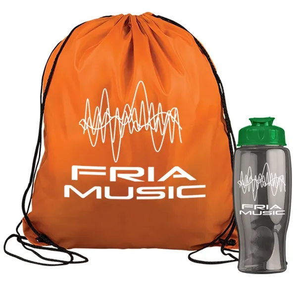 Drawstring backpack in a bottle combo kit.... from ASI 40480 Koozie Group