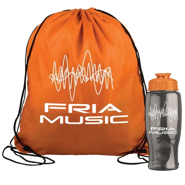 Drawstring backpack in a bottle combo kit.... from ASI 40480 Koozie Group