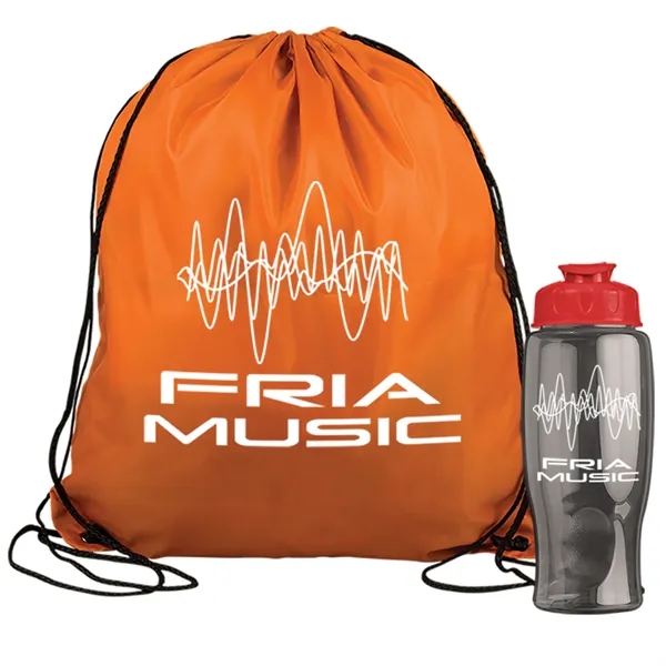 Drawstring backpack in a bottle combo kit.... from ASI 40480 Koozie Group