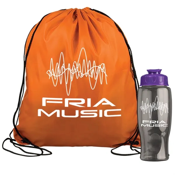 Drawstring backpack in a bottle combo kit.... from ASI 40480 Koozie Group