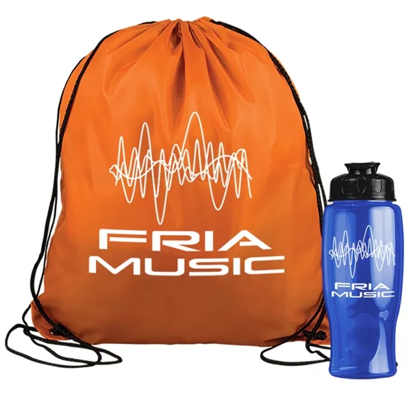 Drawstring backpack in a bottle combo kit.... from ASI 40480 Koozie Group