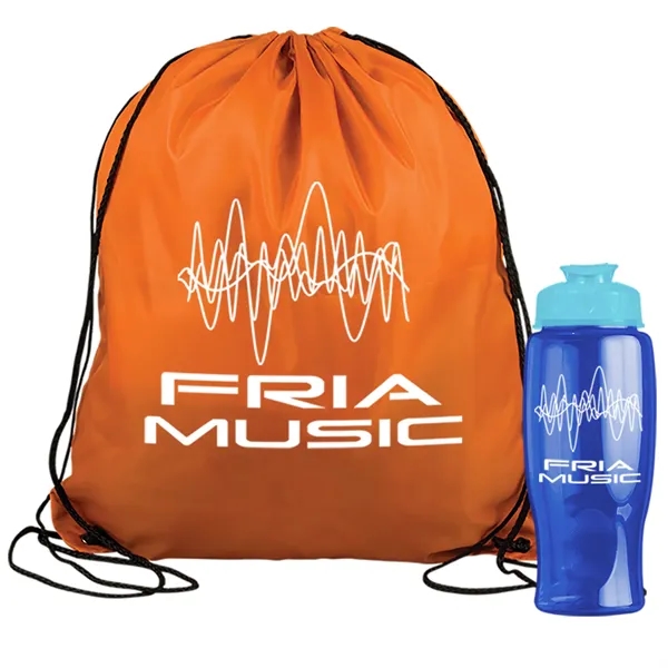 Drawstring backpack in a bottle combo kit.... from ASI 40480 Koozie Group