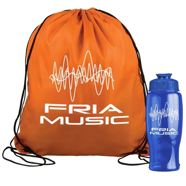 Drawstring backpack in a bottle combo kit.... from ASI 40480 Koozie Group