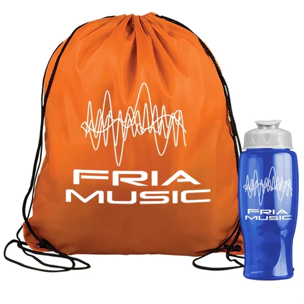 Drawstring backpack in a bottle combo kit.... from ASI 40480 Koozie Group
