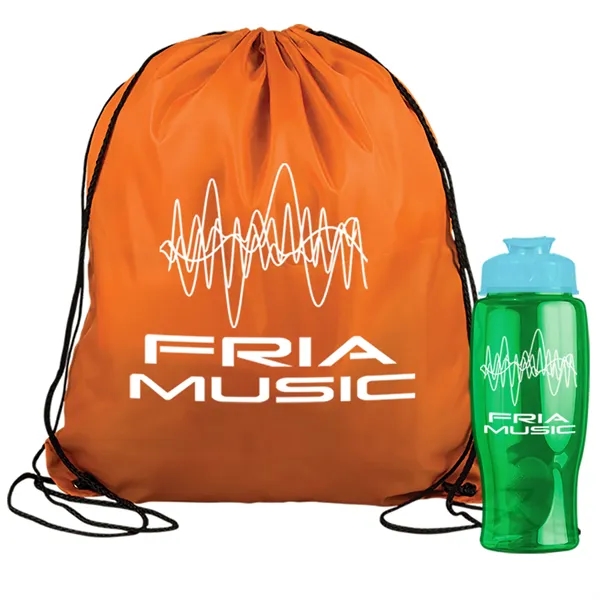 Drawstring backpack in a bottle combo kit.... from ASI 40480 Koozie Group