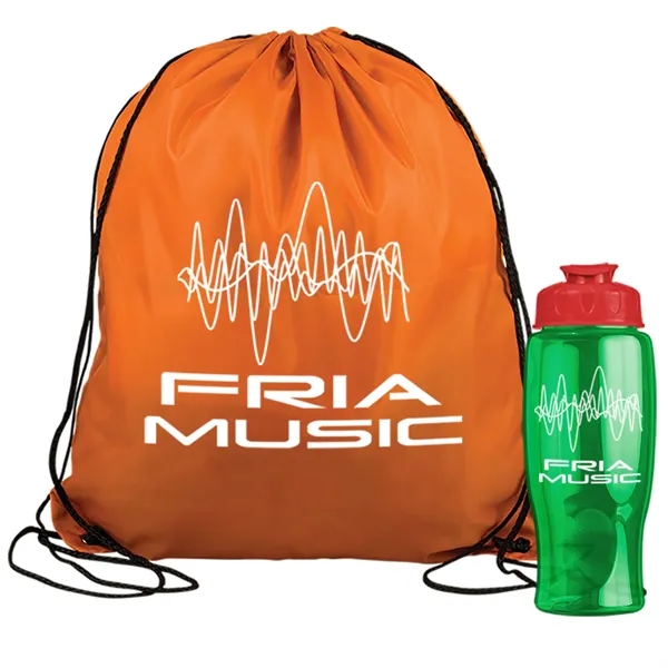 Drawstring backpack in a bottle combo kit.... from ASI 40480 Koozie Group