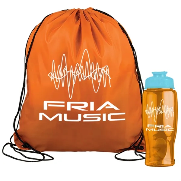 Drawstring backpack in a bottle combo kit.... from ASI 40480 Koozie Group