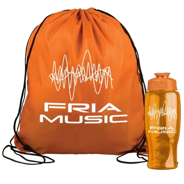 Drawstring backpack in a bottle combo kit.... from ASI 40480 Koozie Group