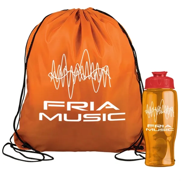 Drawstring backpack in a bottle combo kit.... from ASI 40480 Koozie Group