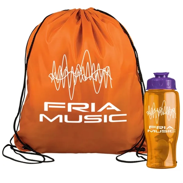 Drawstring backpack in a bottle combo kit.... from ASI 40480 Koozie Group