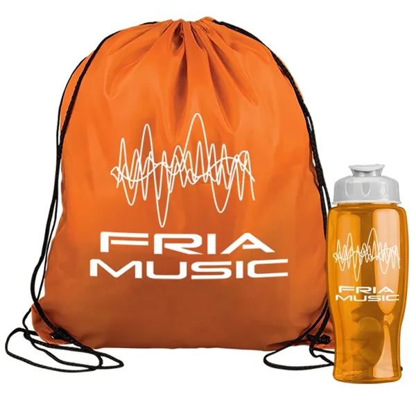Drawstring backpack in a bottle combo kit.... from ASI 40480 Koozie Group