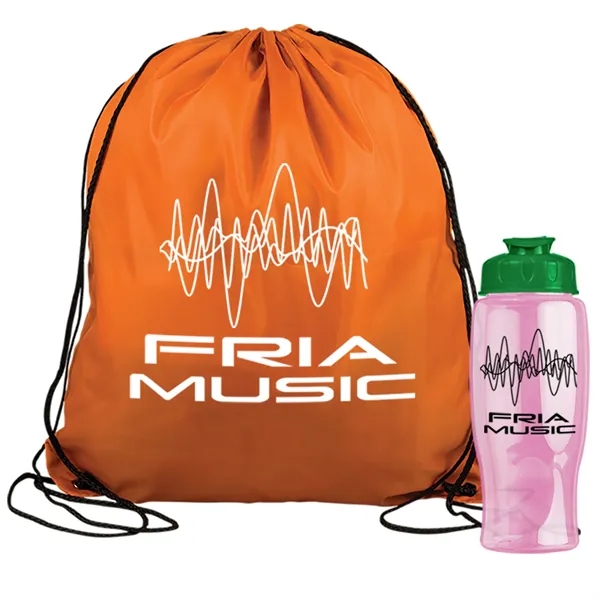 Drawstring backpack in a bottle combo kit.... from ASI 40480 Koozie Group