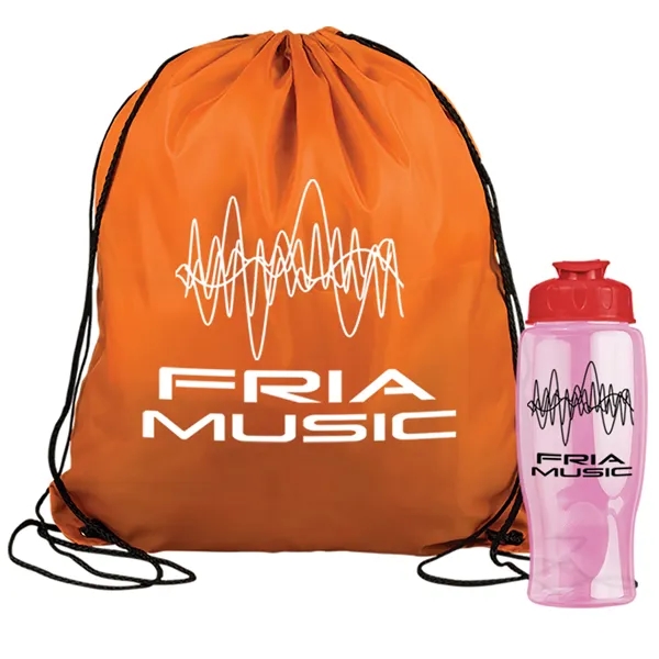 Drawstring backpack in a bottle combo kit.... from ASI 40480 Koozie Group