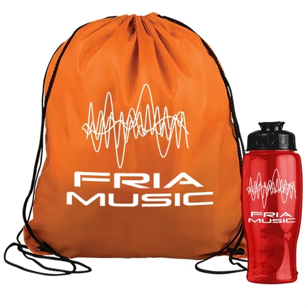 Drawstring backpack in a bottle combo kit.... from ASI 40480 Koozie Group