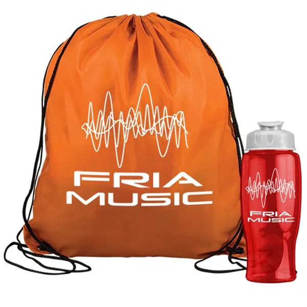 Drawstring backpack in a bottle combo kit.... from ASI 40480 Koozie Group