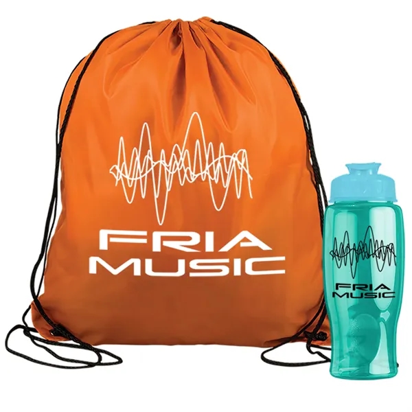 Drawstring backpack in a bottle combo kit.... from ASI 40480 Koozie Group