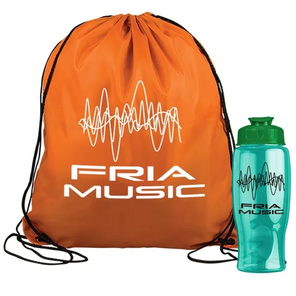 Drawstring backpack in a bottle combo kit.... from ASI 40480 Koozie Group
