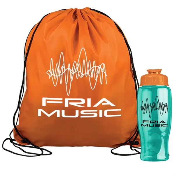 Drawstring backpack in a bottle combo kit.... from ASI 40480 Koozie Group
